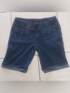 Conga Women's Dark Blue Denim Bermuda Shorts with Rolled Cuff